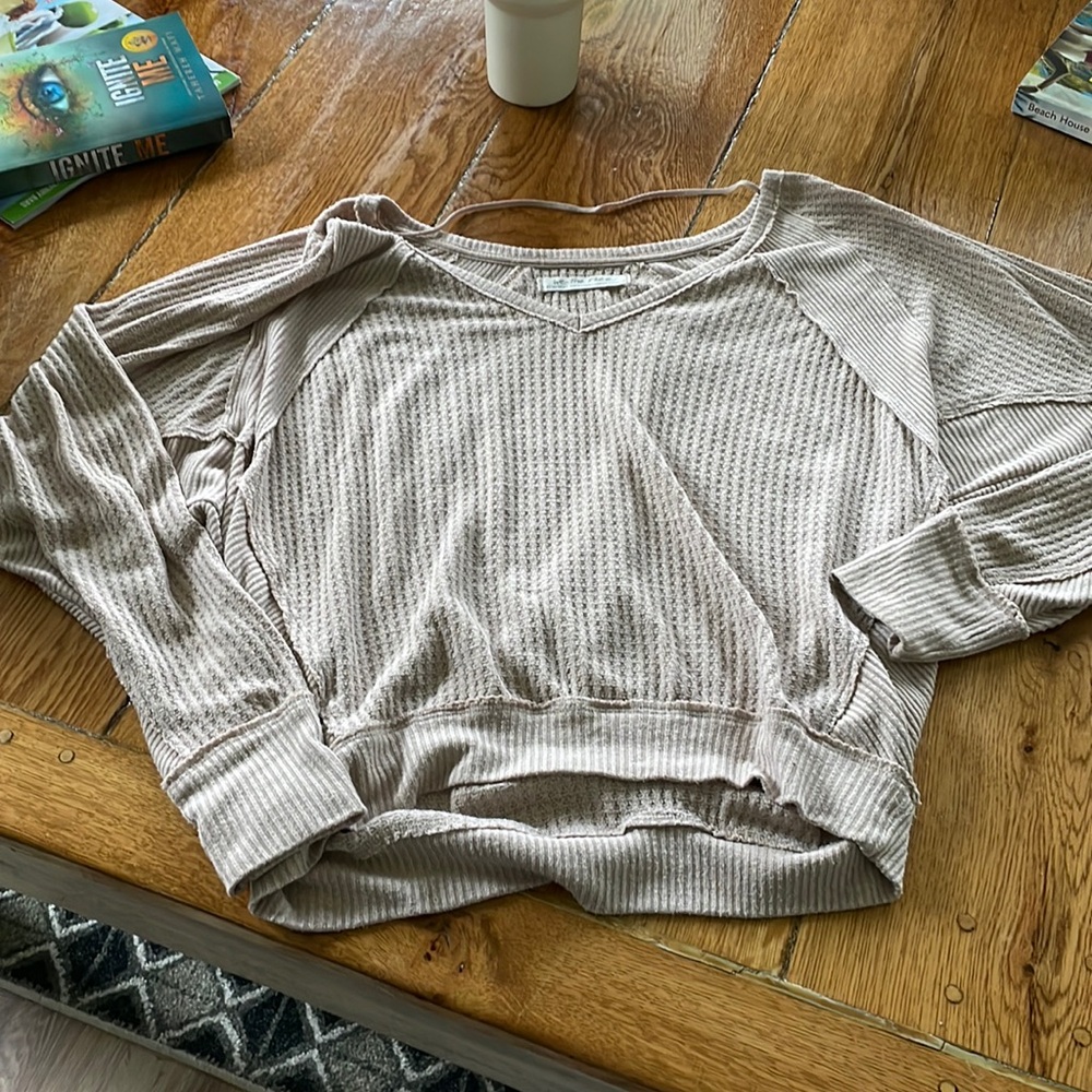 Free people oversized, waffle, lightweight sweater